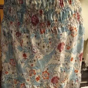 New,floral print tiered wide elastic waist maxi skirt or dress midi size medium.